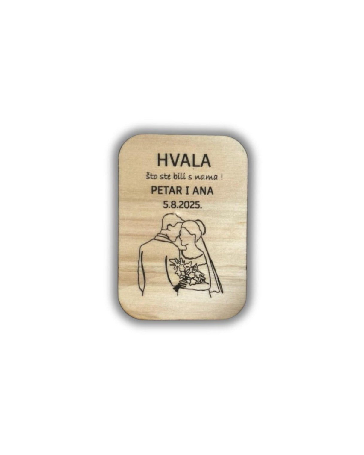 Drvena zahvalnica za vjenčanje s gravurom